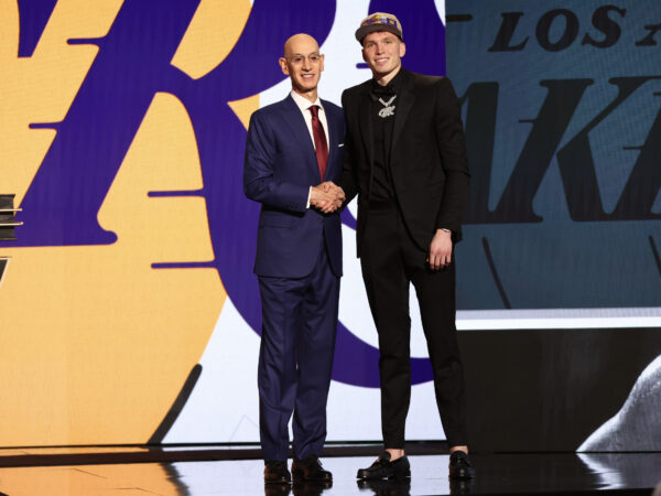 Dalton Knecht and Adam Silver