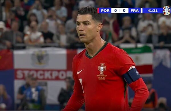 The cameraman focused on Cristiano Ronaldo as he prepared to take a free kick for Portugal