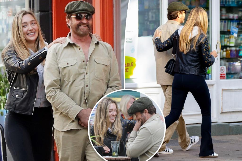 Gerard Butler and Penny Lane get flirtatious during outing in London