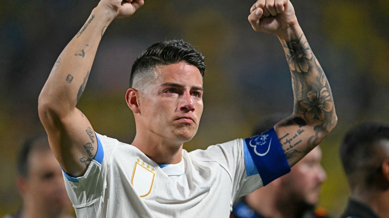 James Rodríguez chora após colocar Colômbia na final da Copa América