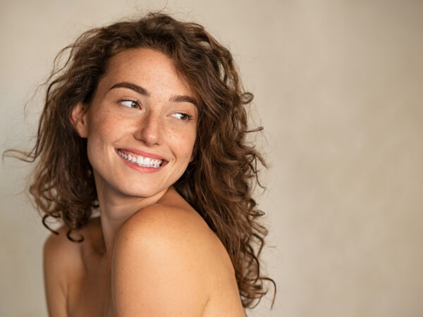 Natural Beautiful Woman Smiling Freckles