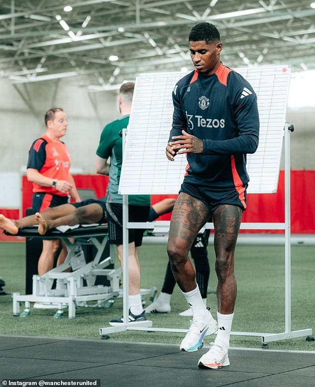 Marcus Rashford returned to Carrington for the first day of pre-season on Monday