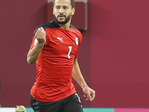 Ahmed Refaat, pictured playing for Egypt at the 2021 FIFA Arab Cup, has died at the age of 31