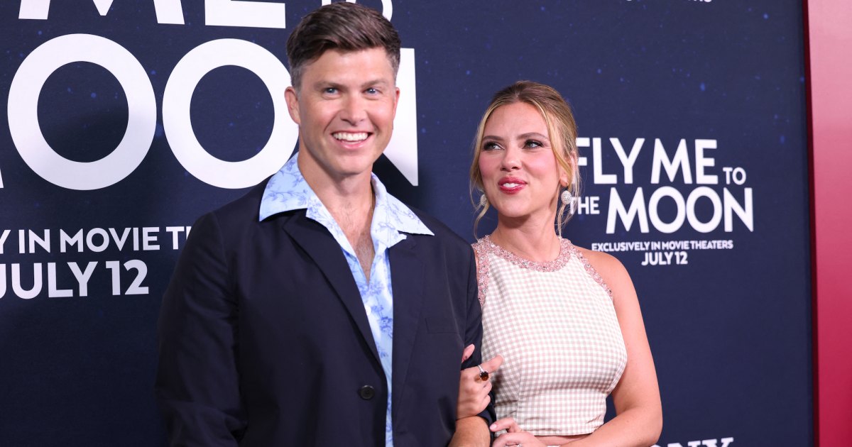 Scarlett Johansson Celebrates ‘Fly Me to the Moon’ With Colin Jost