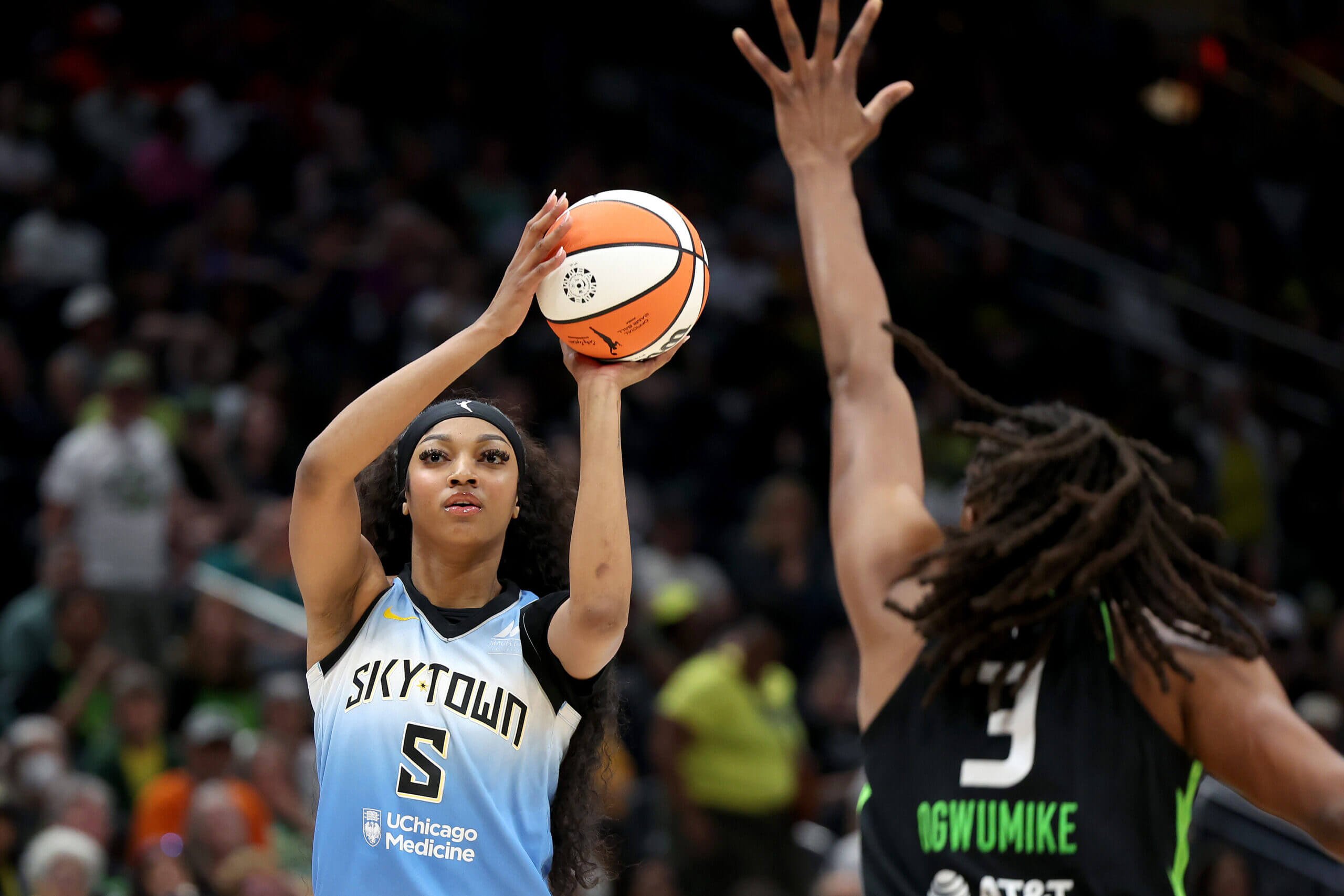 Sky’s Angel Reese posts 13th consecutive double-double, breaks Candace Parker’s record